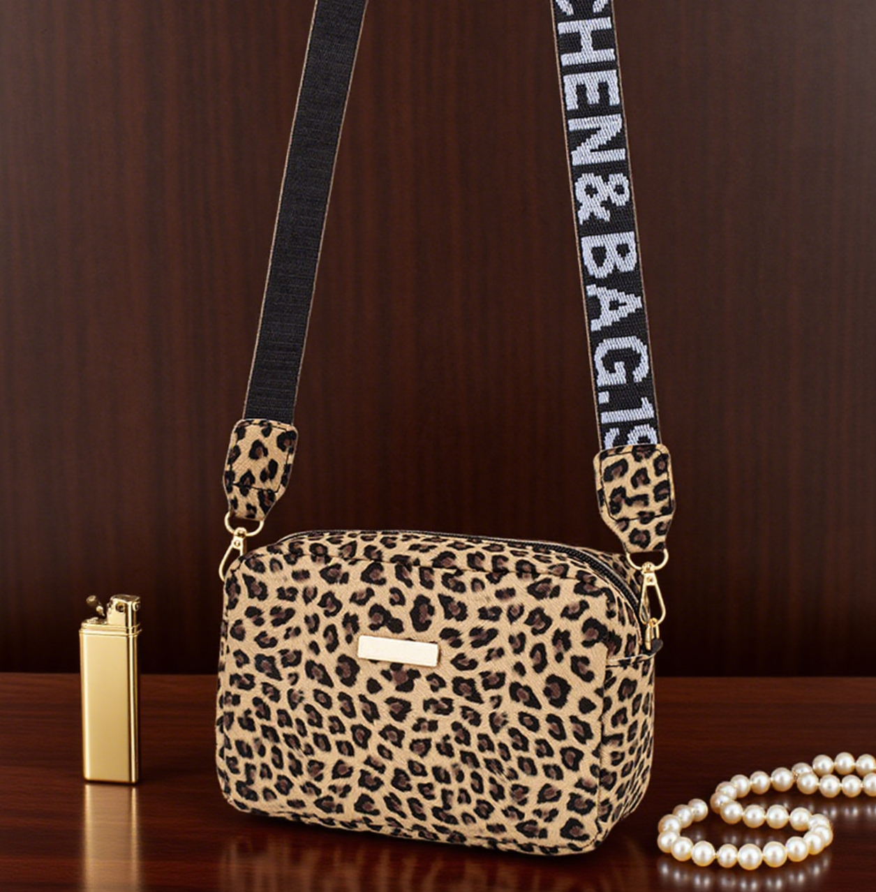 Lightweight leopard crossbody bag