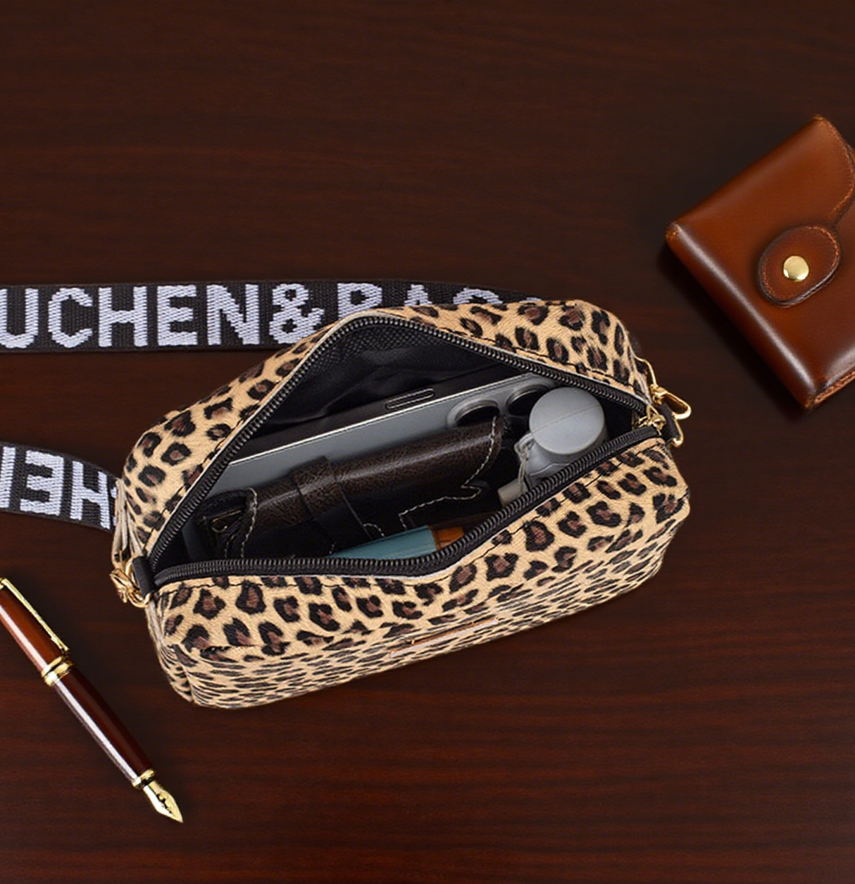 Lightweight leopard crossbody bag