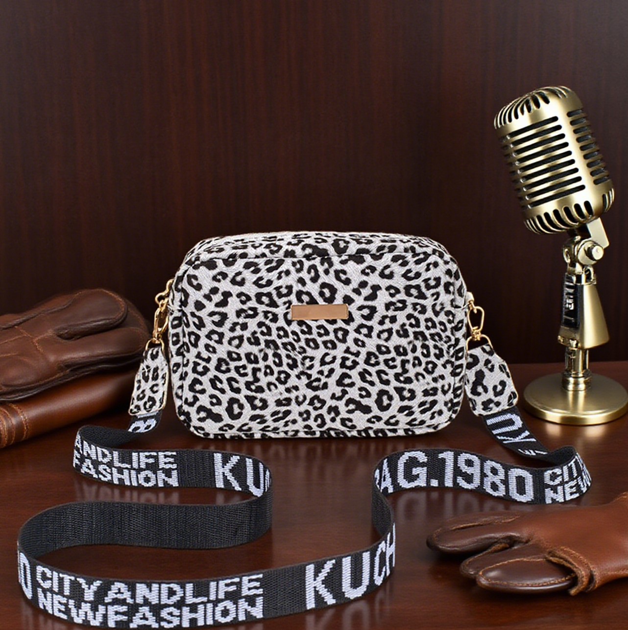 Lightweight leopard crossbody bag