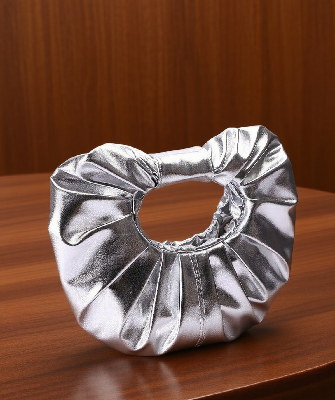 Elegant shiny metal party clutch