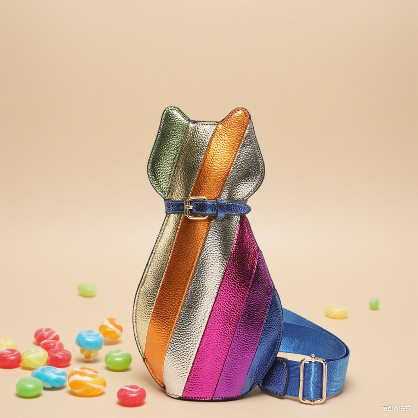 Y2K colorful rainbow print sling bag funny pack