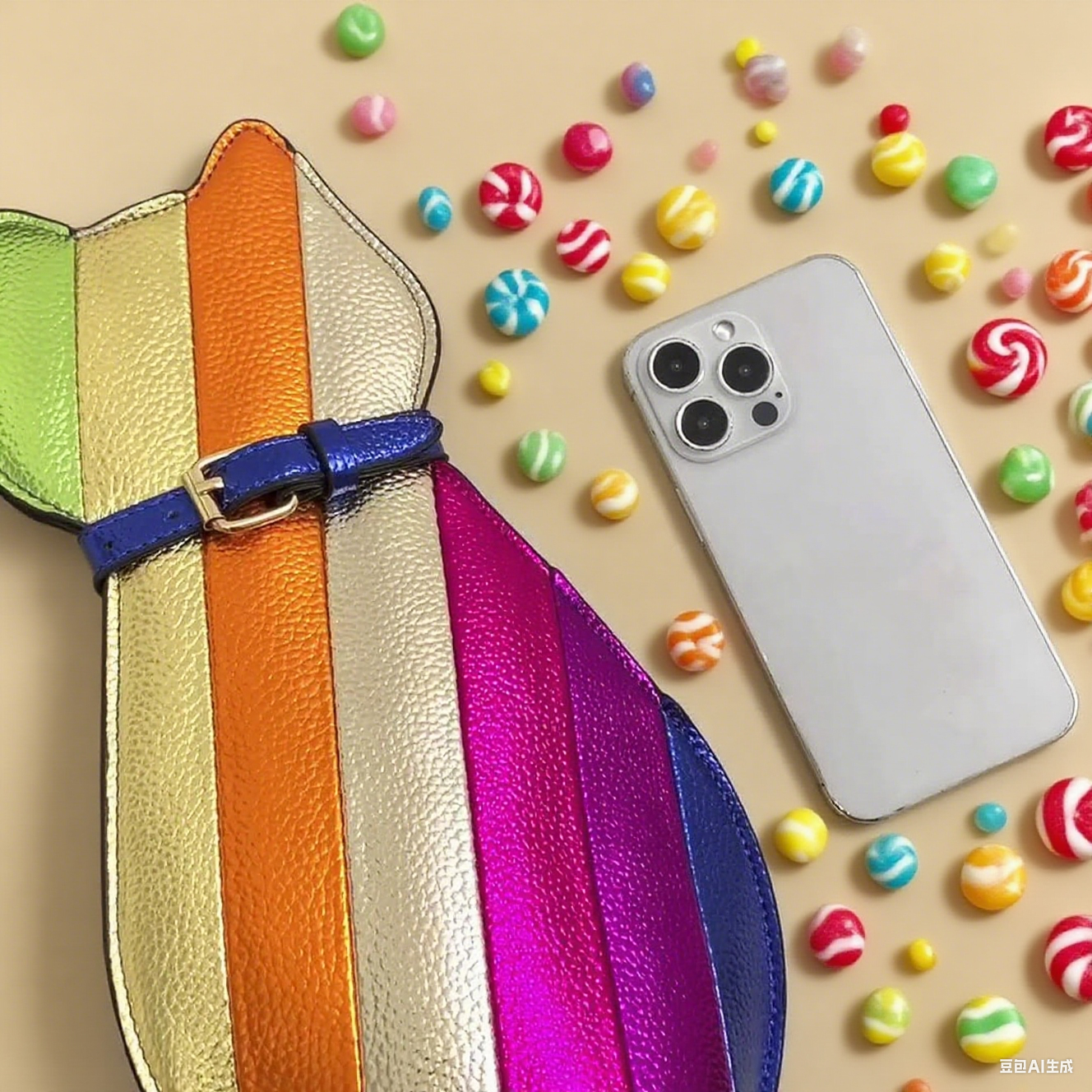 Y2K colorful rainbow print sling bag funny pack
