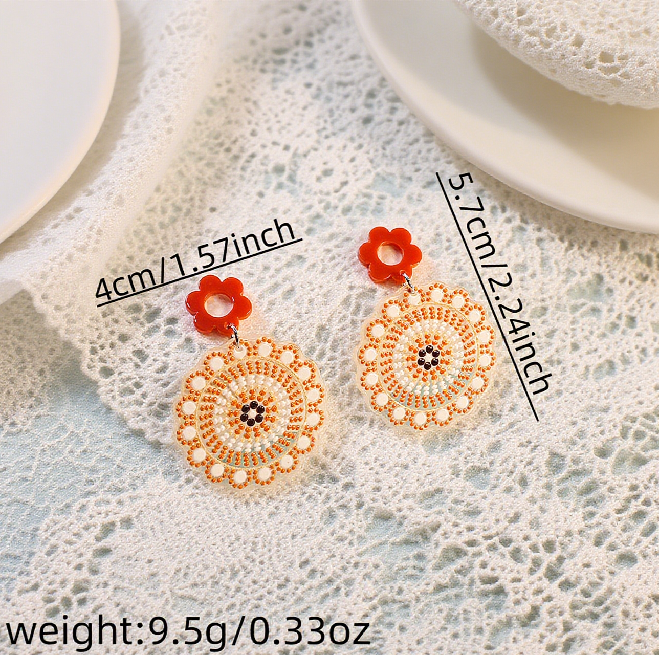 Bohemian Vintage Floral Polka Dot Acrylic Earrings