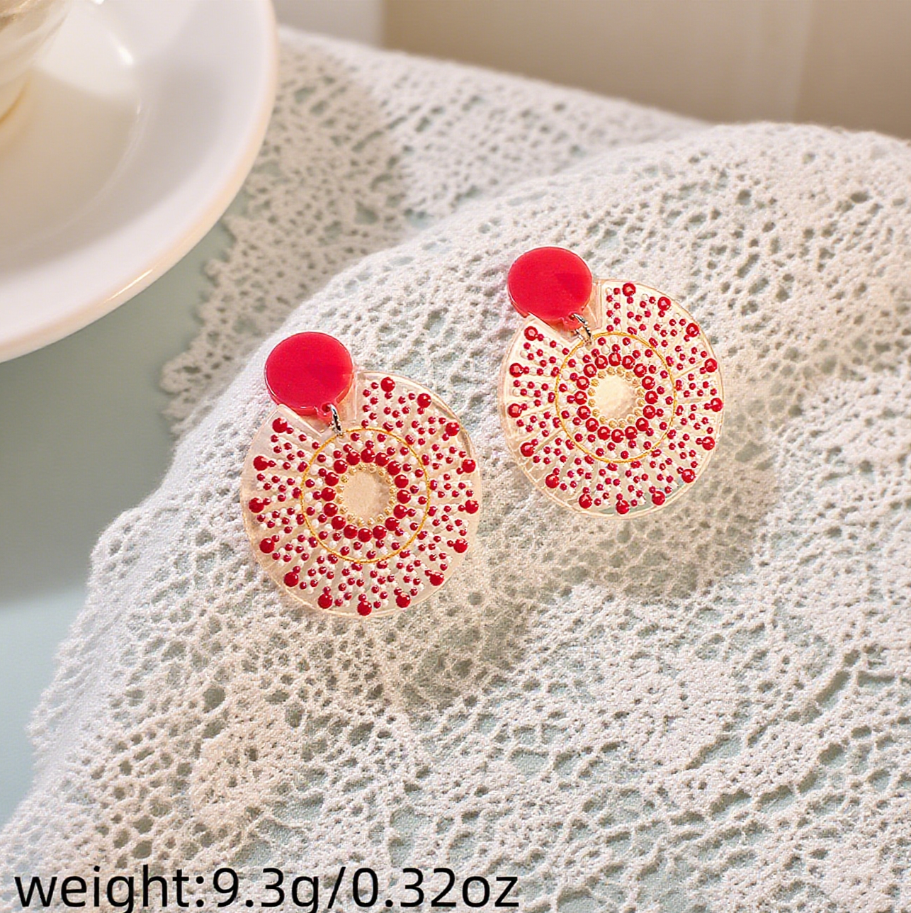 Bohemian Vintage Floral Polka Dot Acrylic Earrings