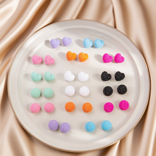 Stylish Geometric Round Love Stud Earrings