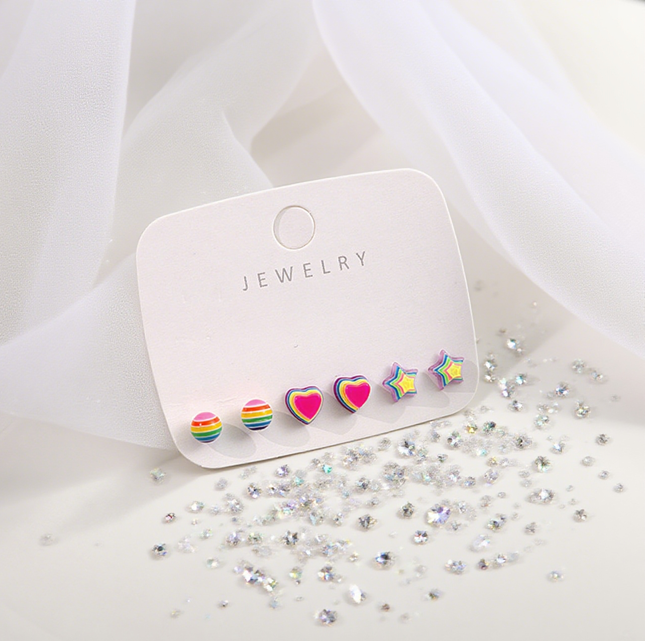 Dopamine Rainbow Candy Star Stud Earrings Set