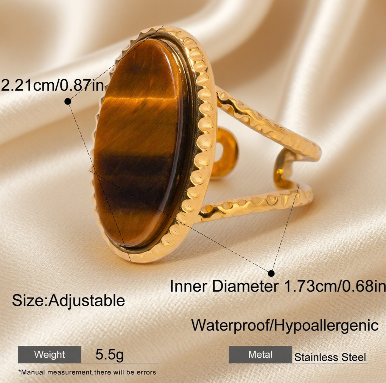 Oval Turquoise Adjustable Opening Ring