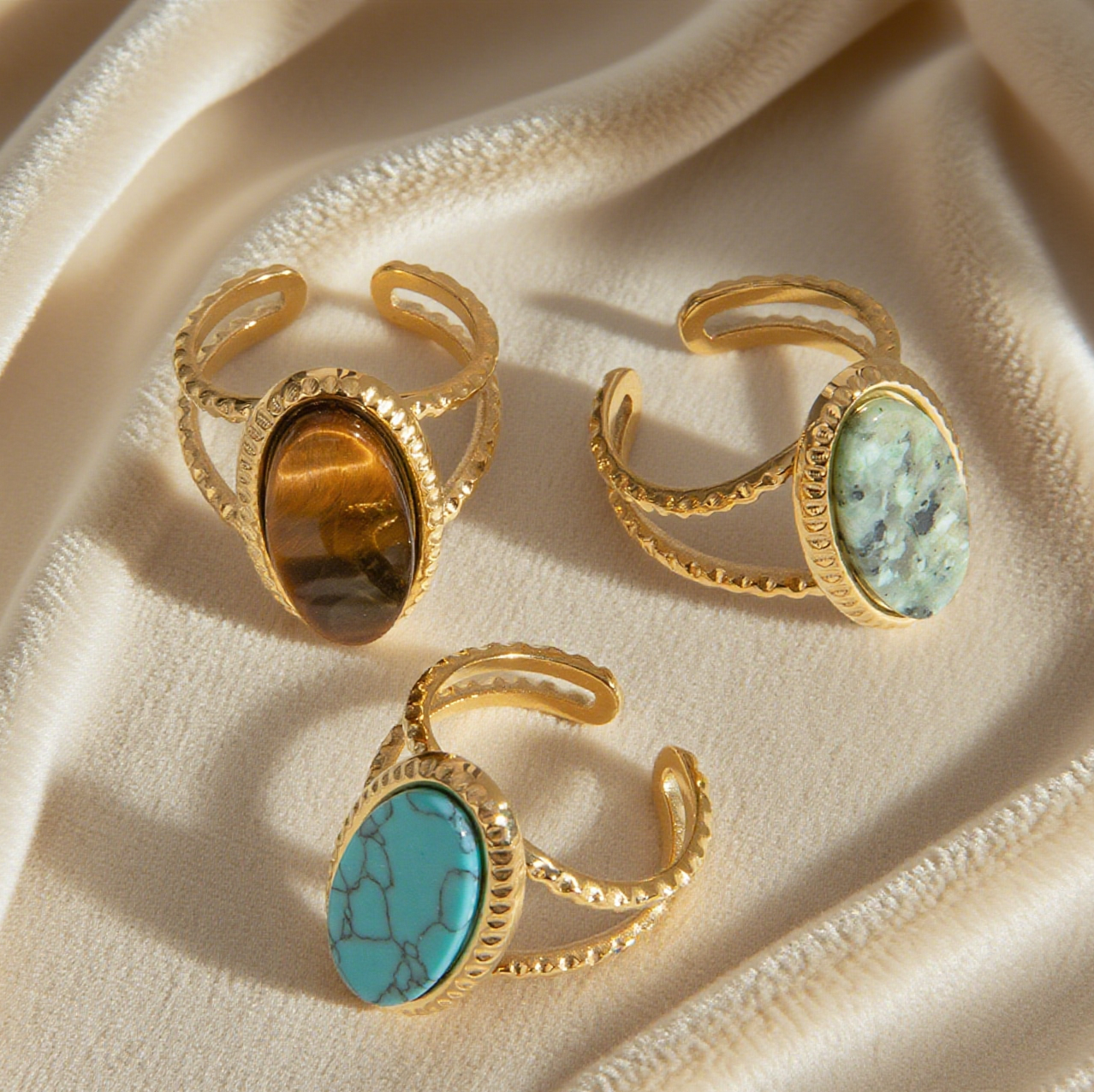 Oval Turquoise Adjustable Opening Ring