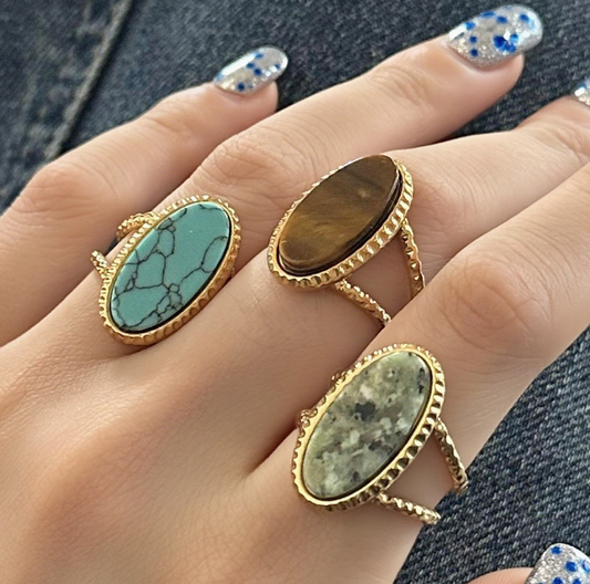 Oval Turquoise Adjustable Opening Ring