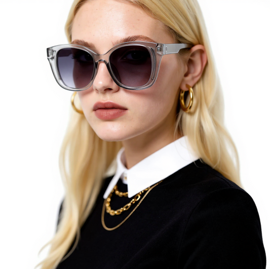 Stylish Cut-Out Large Square-Frame Sunglasses
