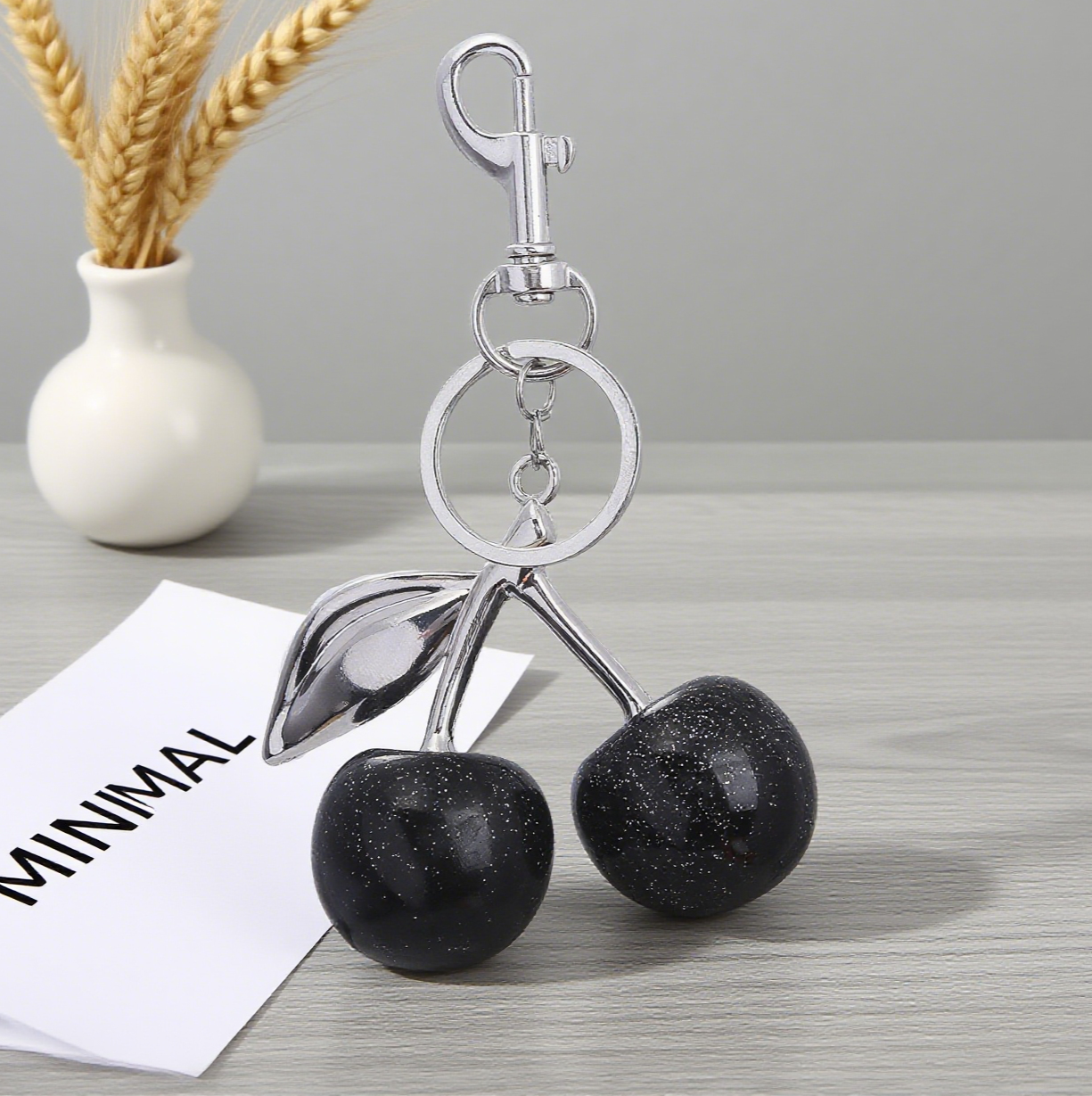 Shiny Cherry Bag Accessory Metal Keychain