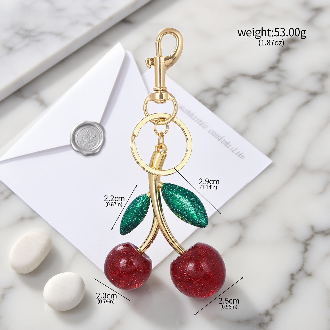 Shiny Cherry Bag Accessory Metal Keychain