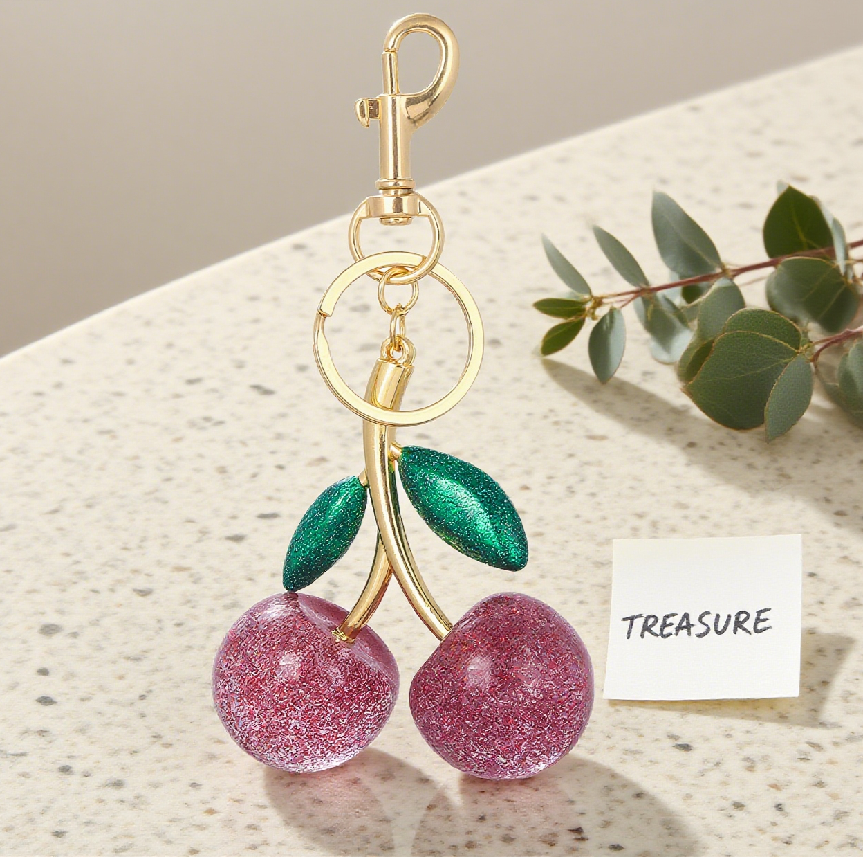 Shiny Cherry Bag Accessory Metal Keychain