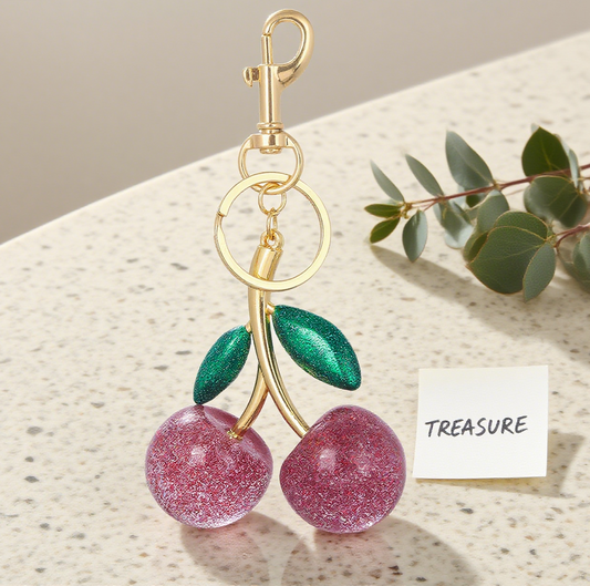 Shiny Cherry Bag Accessory Metal Keychain