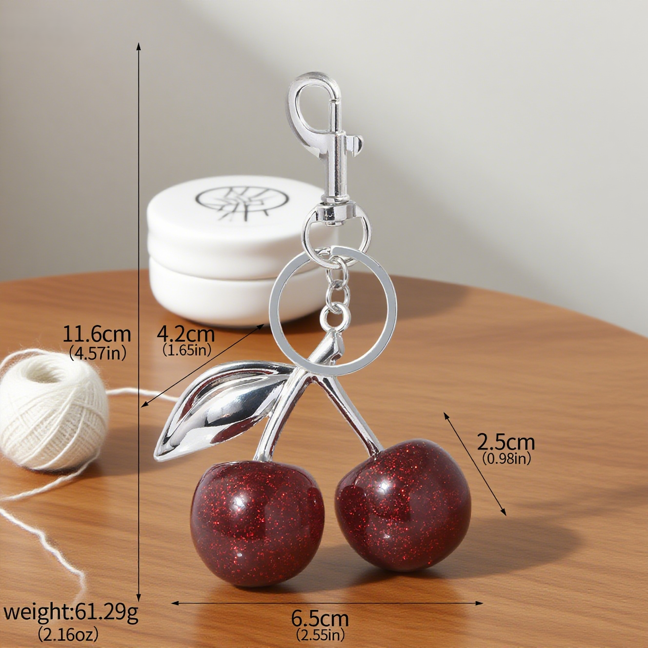 Shiny Cherry Bag Accessory Metal Keychain