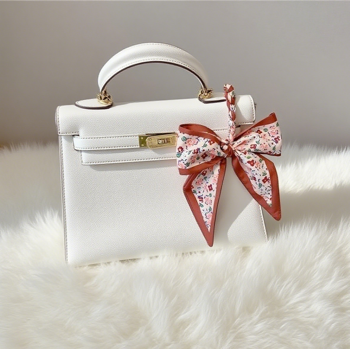 Fashion Silk Scarf Bow Bag Accessories Keychain