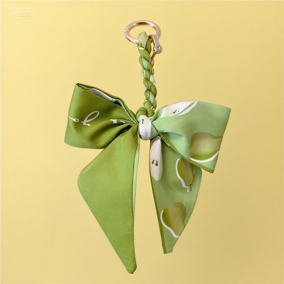 Fruit Pattern Silk Scarf Bow Bag Accessories Keychain