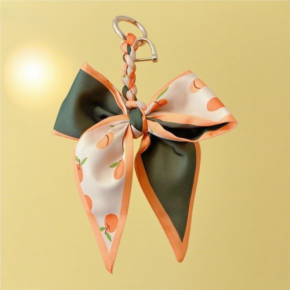 Fruit Pattern Silk Scarf Bow Bag Accessories Keychain