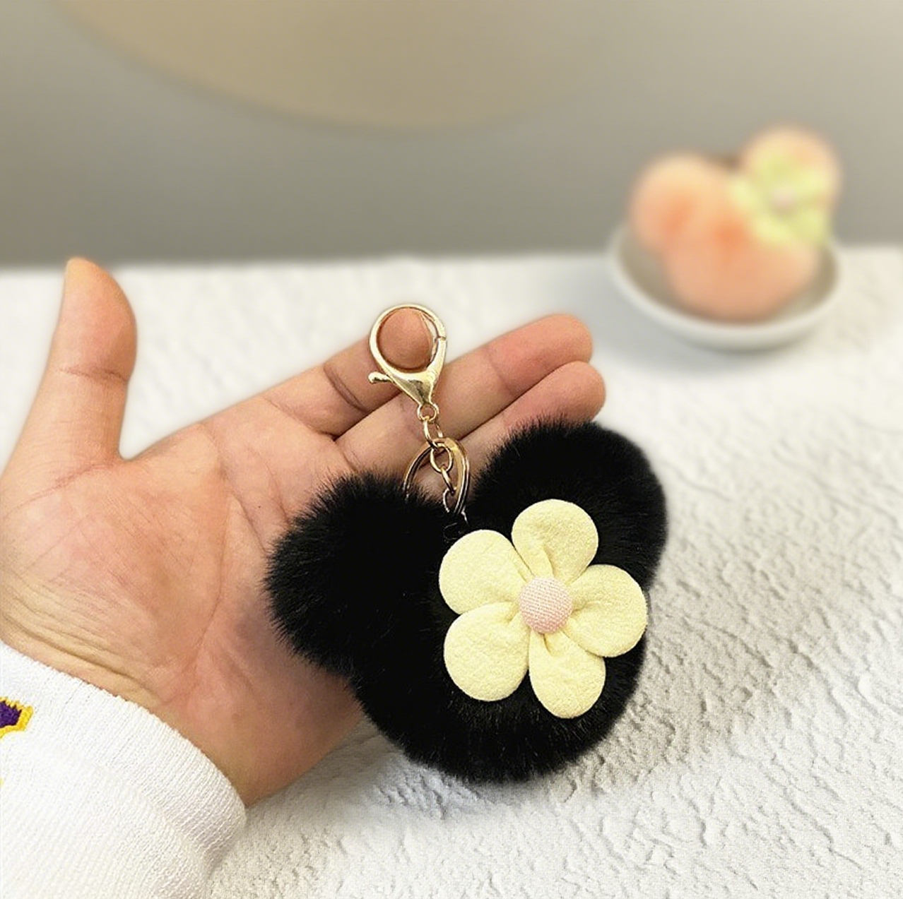 Cartoon Doll Head Flower Bag Accessories Keychain