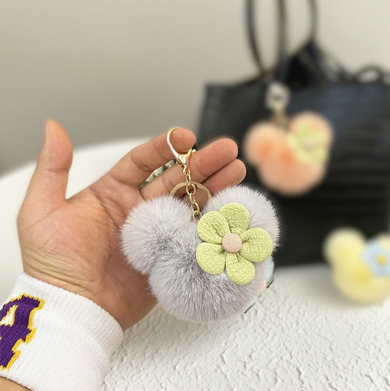 Cartoon Doll Head Flower Bag Accessories Keychain
