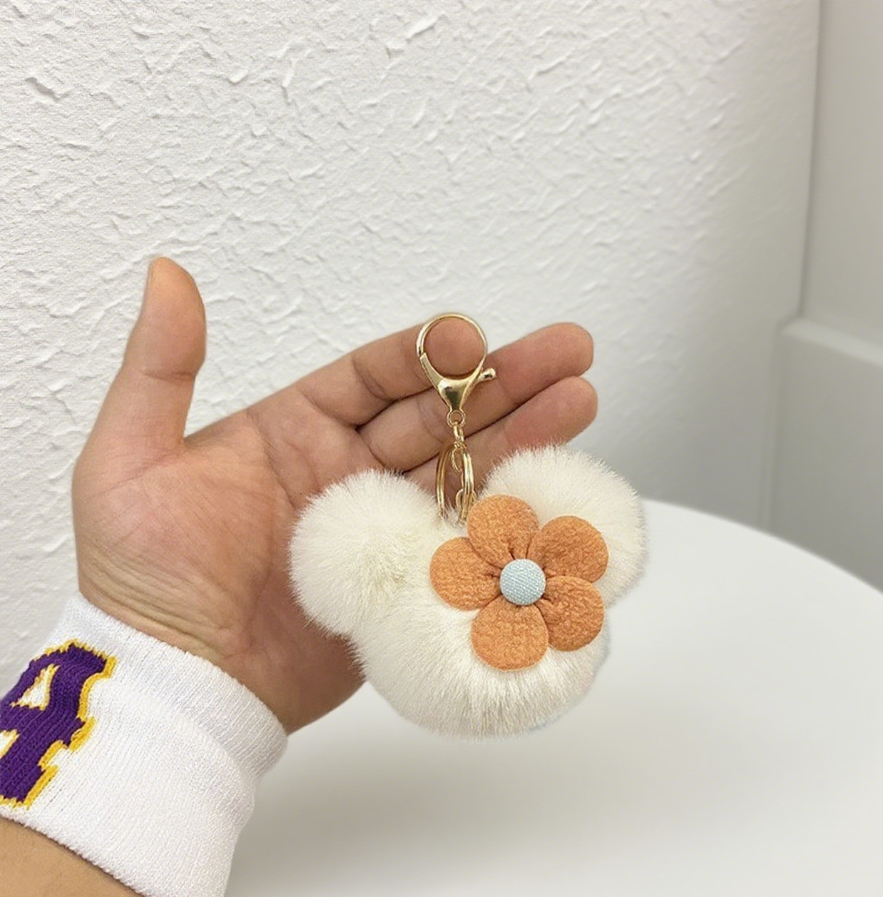 Cartoon Doll Head Flower Bag Accessories Keychain