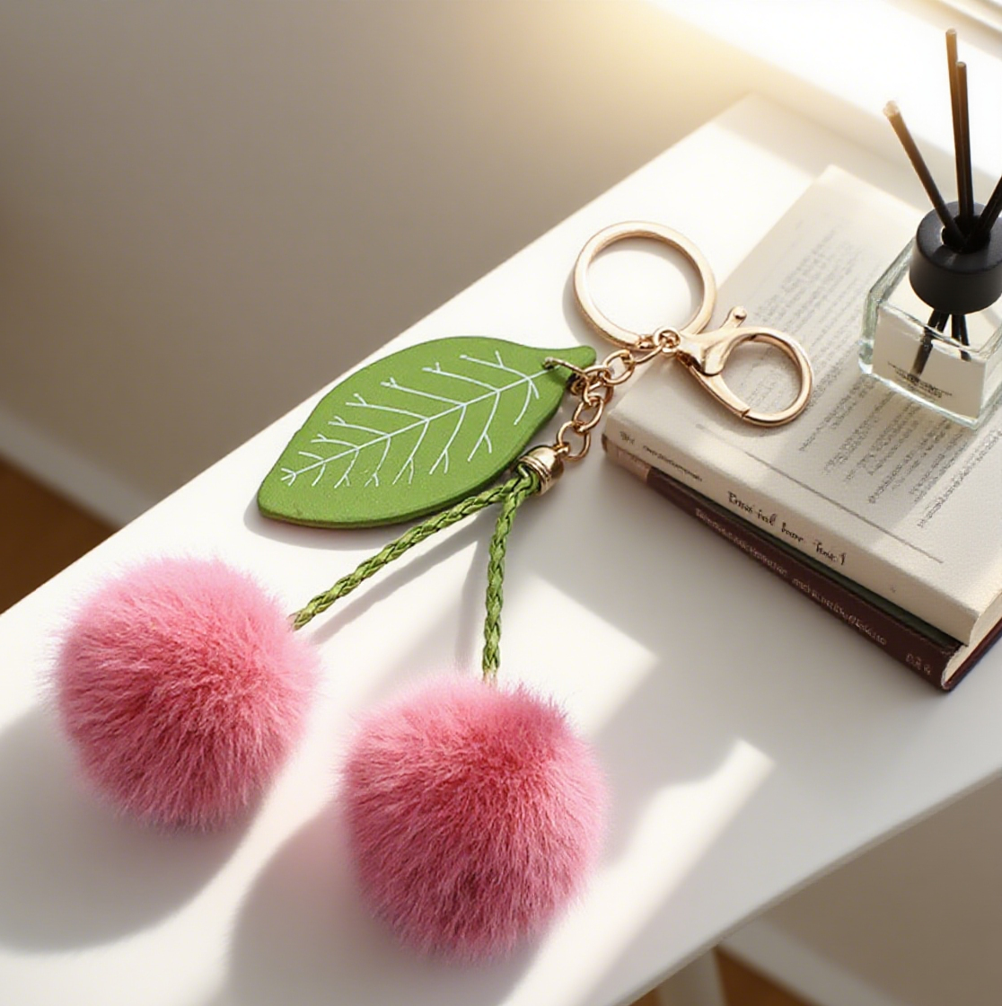 Fruit Cute Cherry Furball Bag Accessories Keychain