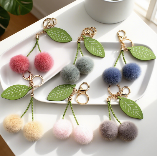 Fruit Cute Cherry Furball Bag Accessories Keychain