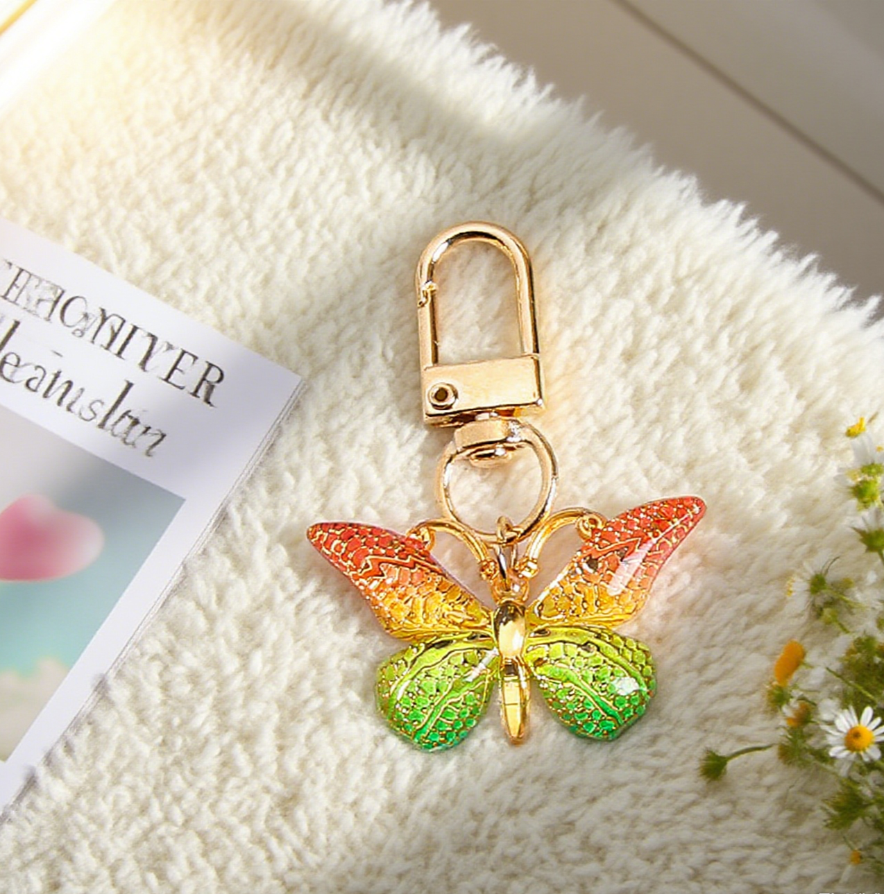 Gradient Acrylic Butterfly Bag Accessory Keychain