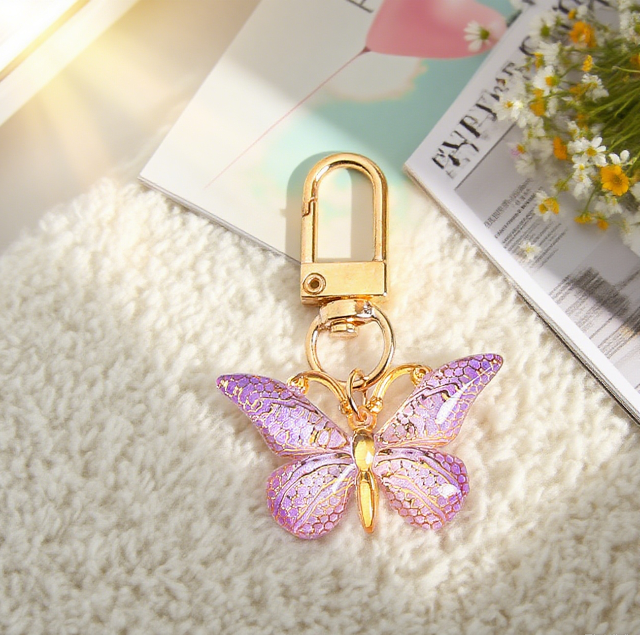 Gradient Acrylic Butterfly Bag Accessory Keychain