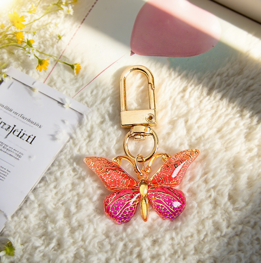 Gradient Acrylic Butterfly Bag Accessory Keychain