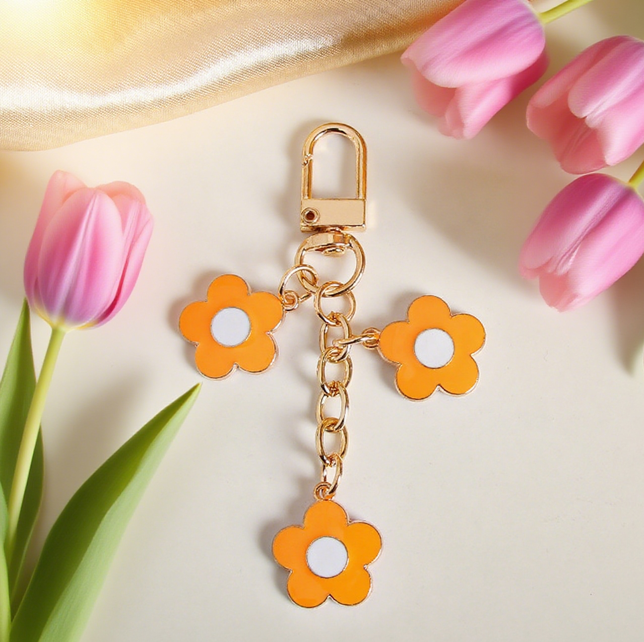 Colourful Mini Floral Metal Bag Accessory Keychain