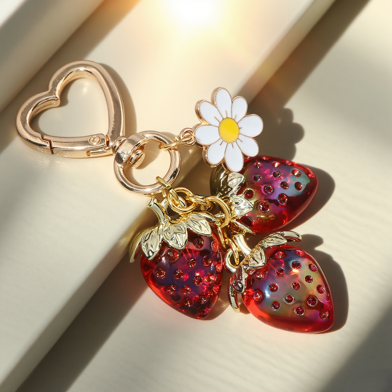 Three Strawberry Blossom Accessory Keychains