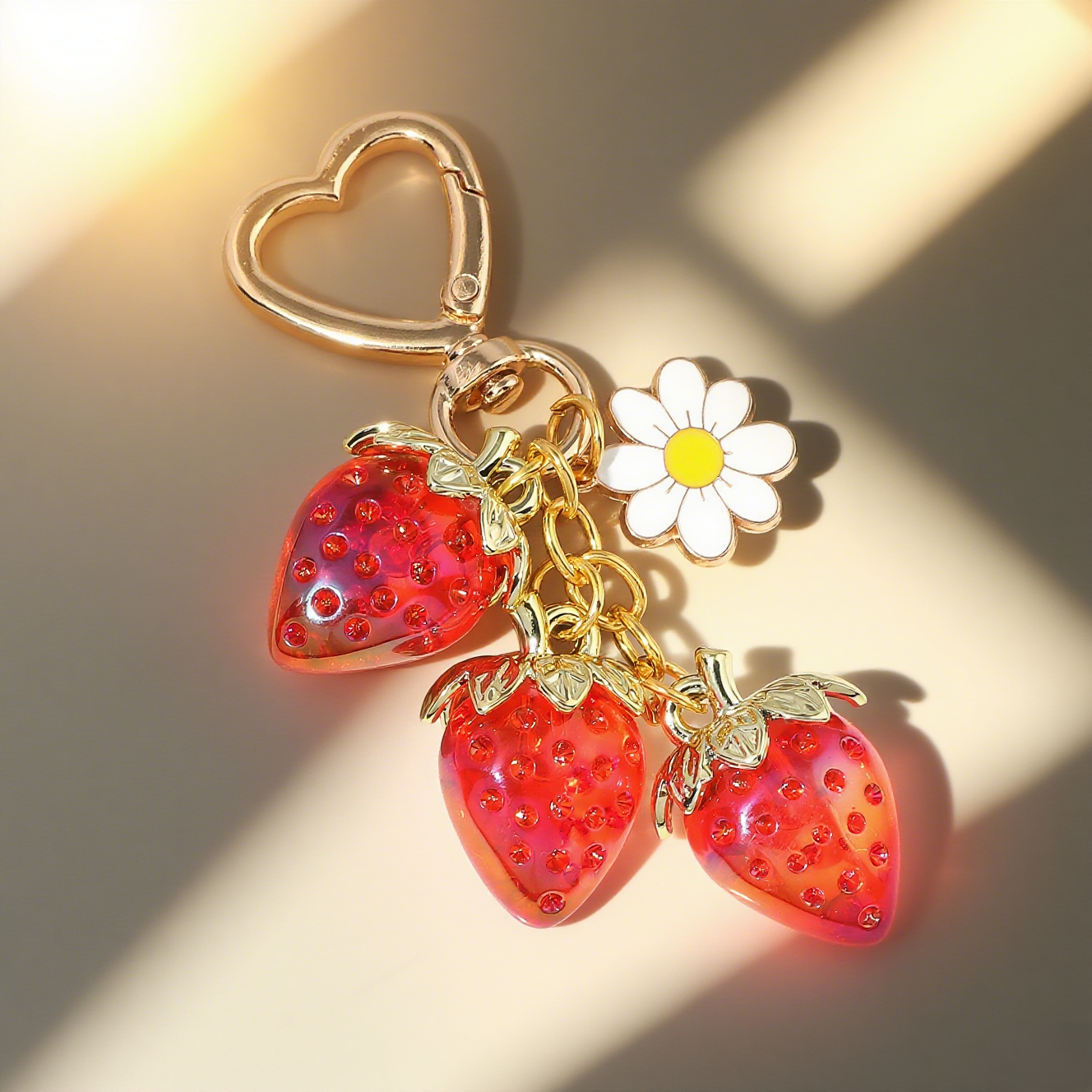 Three Strawberry Blossom Accessory Keychains