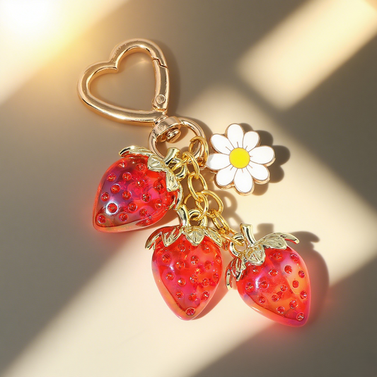 Three Strawberry Blossom Accessory Keychains