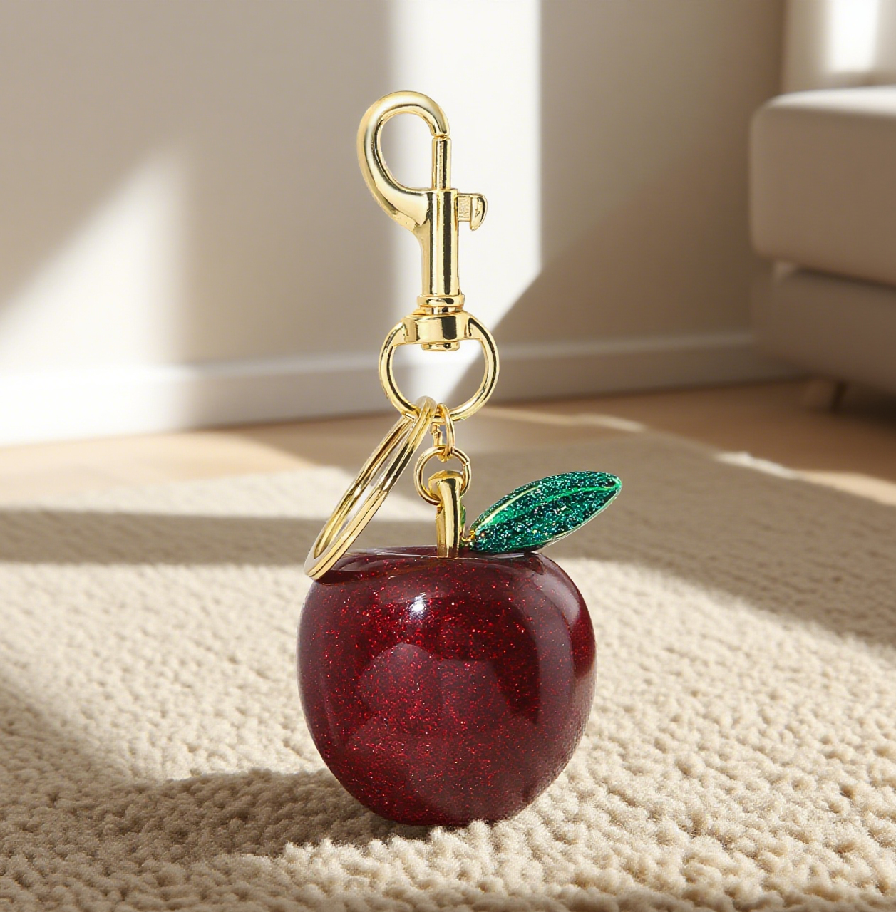 Shiny Apple Leafy Accessory Keychain