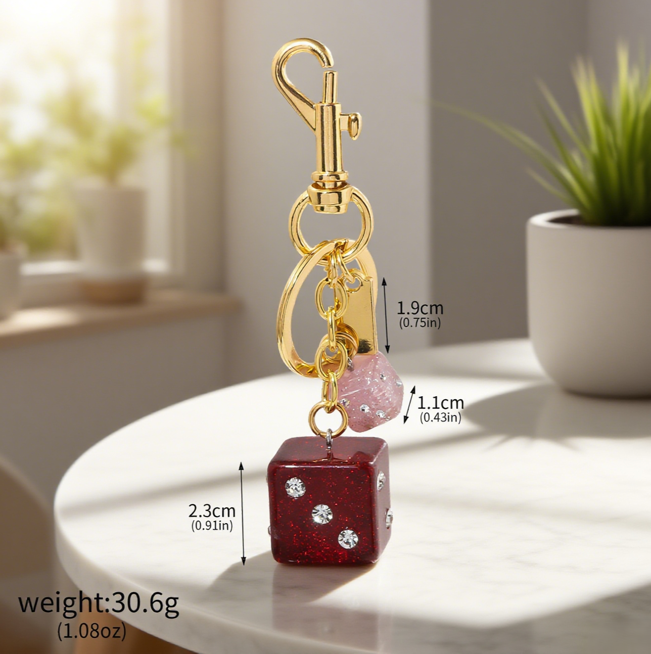 Rhinestones Dice Accessory Keychains