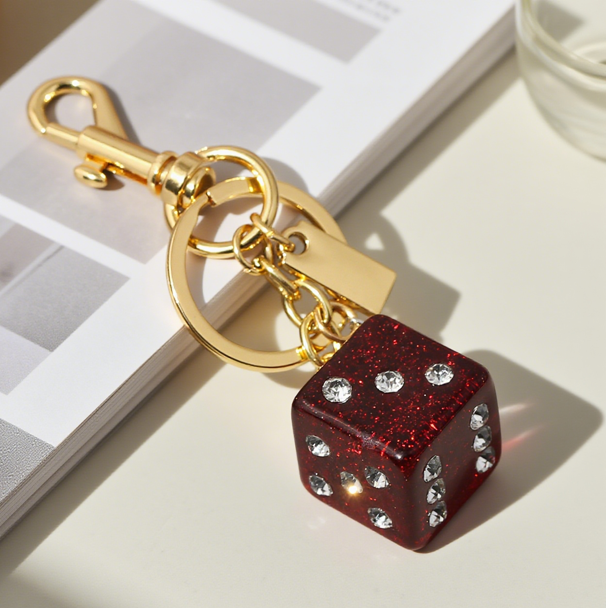 Rhinestones Dice Accessory Keychains