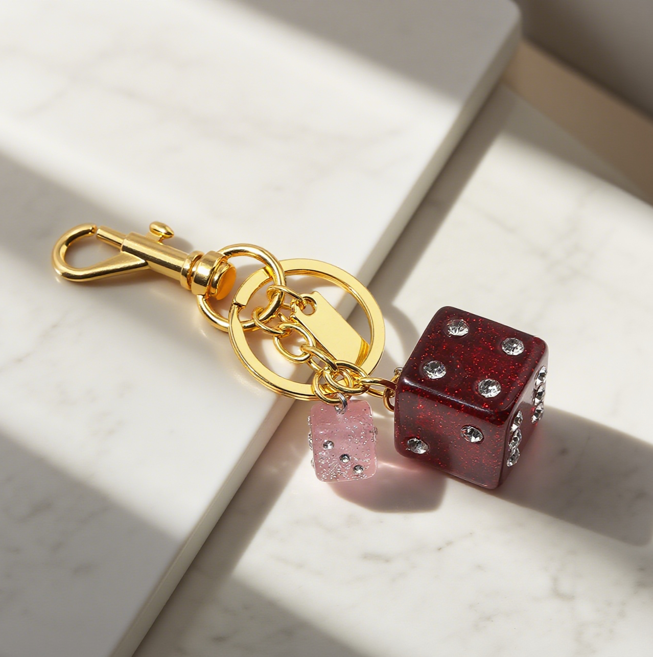 Rhinestones Dice Accessory Keychains