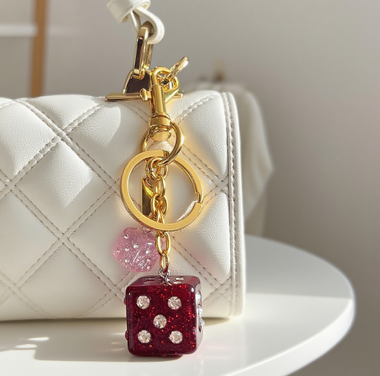 Rhinestones Dice Accessory Keychains