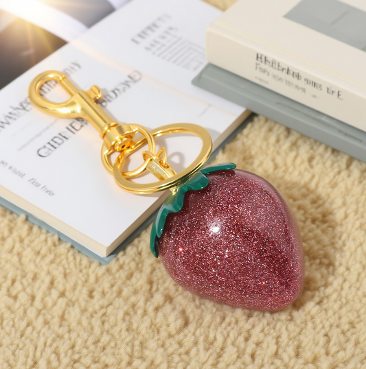 Shiny Strawberry Bag Accessory Keychain