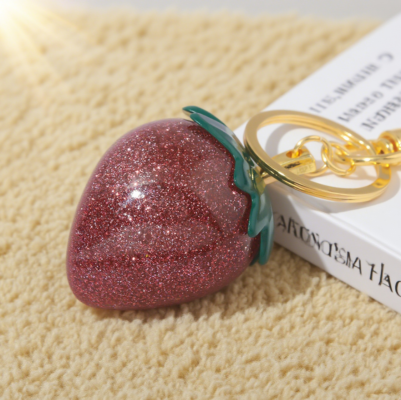 Shiny Strawberry Bag Accessory Keychain