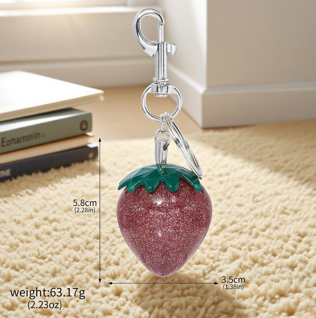 Shiny Strawberry Bag Accessory Keychain
