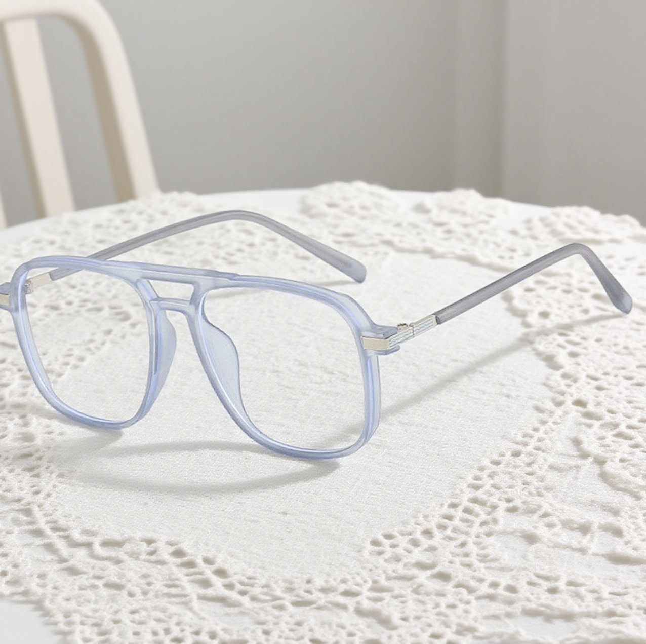 Double-Beam Square Large-Framed Flat Glasses