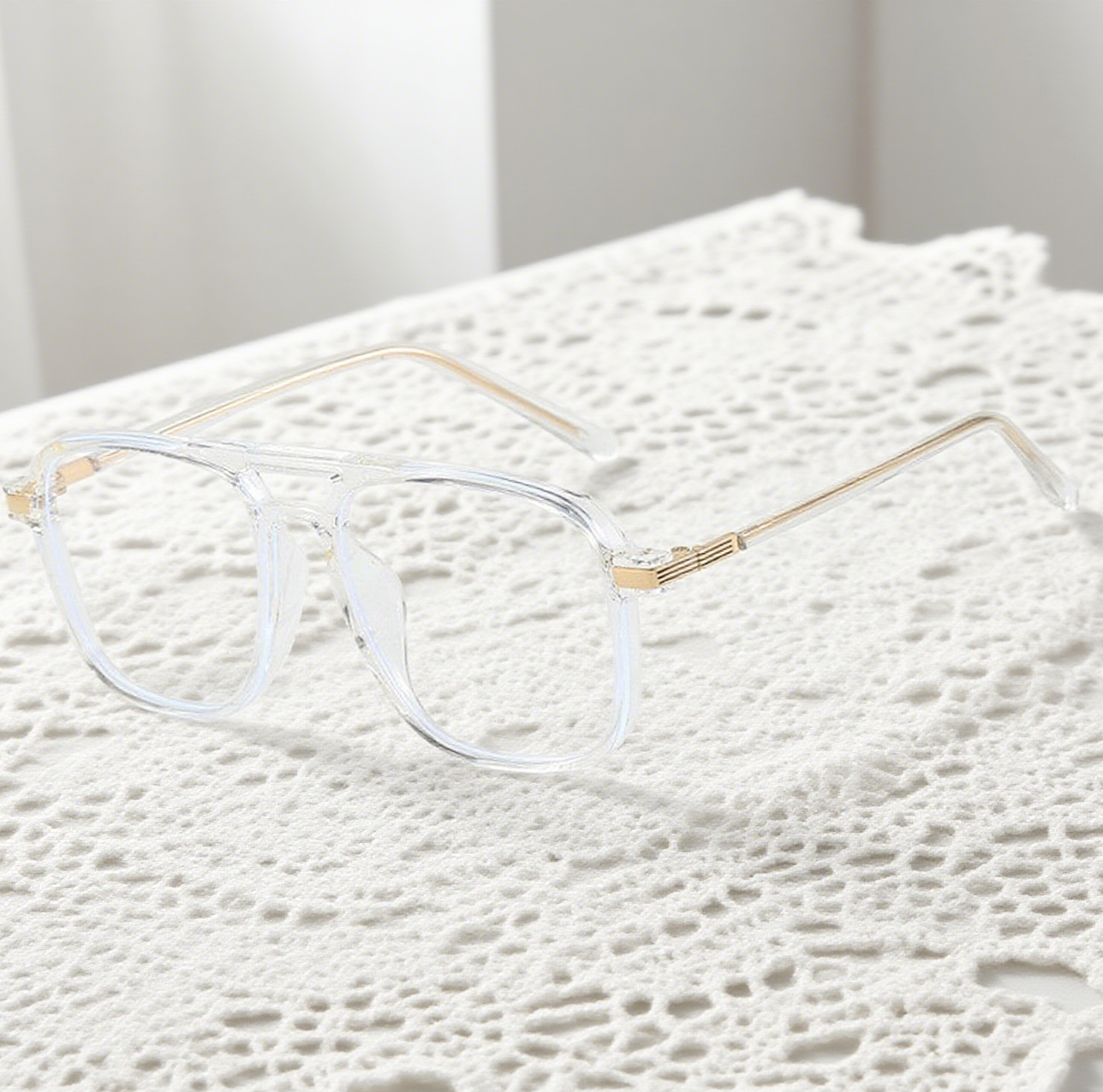 Double-Beam Square Large-Framed Flat Glasses