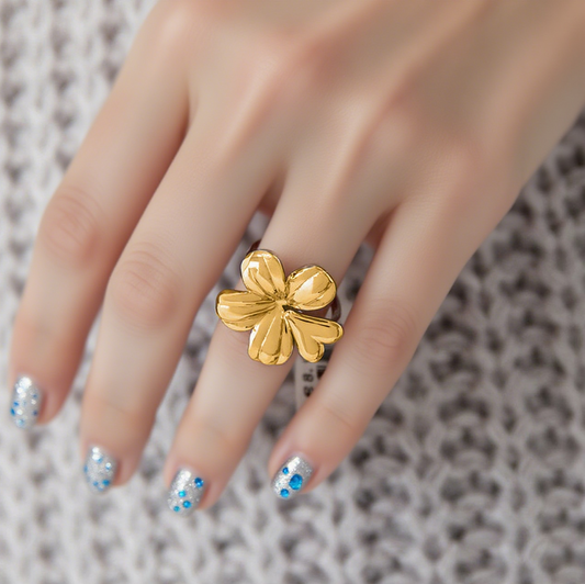 Fashion Flower Love Open Ring