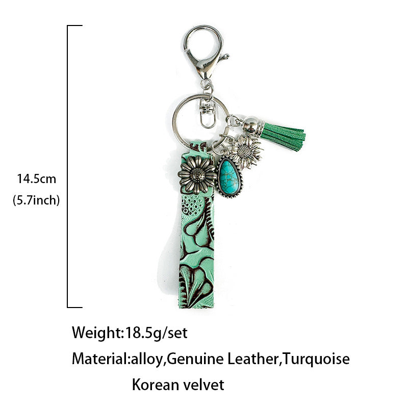 Western Cowboy Vintage Turquoise Keychain